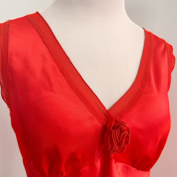 VINTAGE Women’s Red Silky Top - Picture 7 of 8